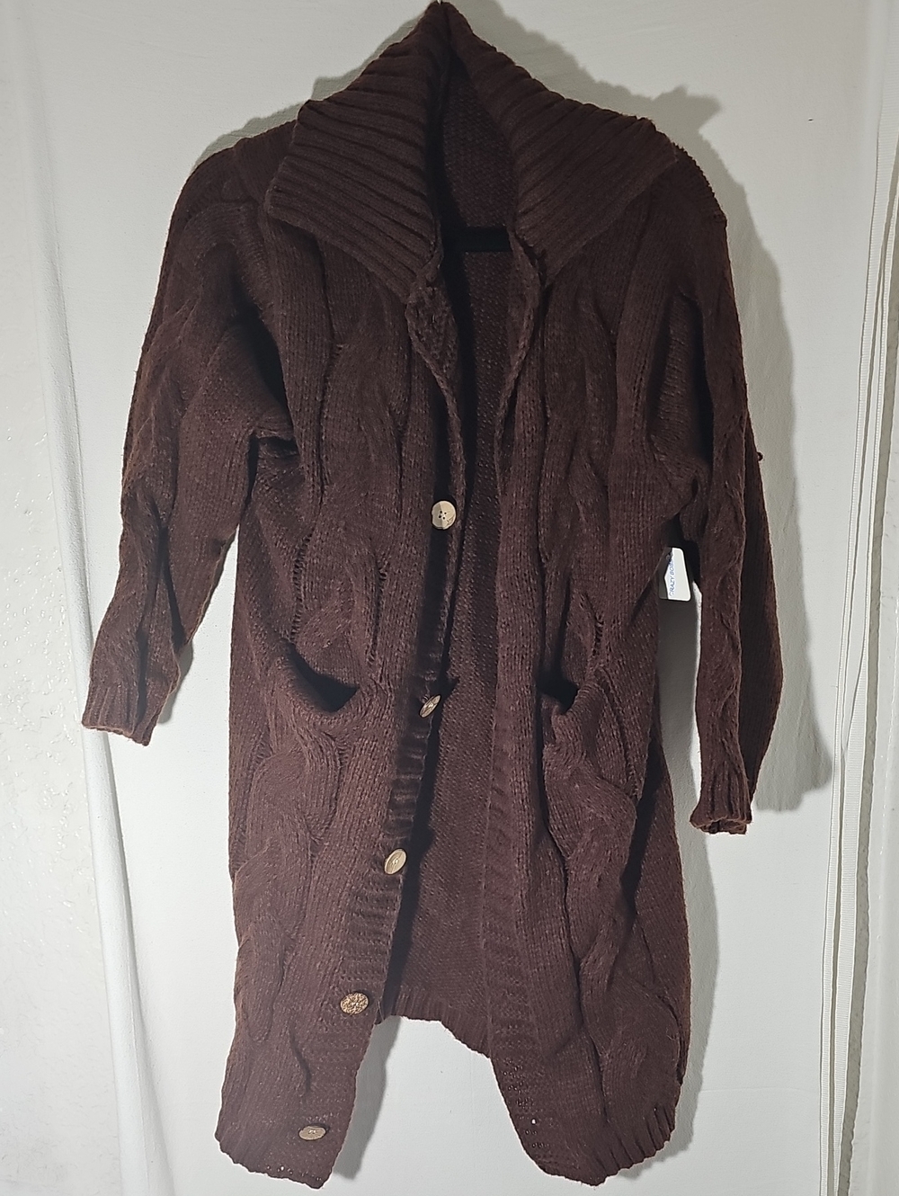 Cozy Brown Cable-Knit Long Cardigan Sweater